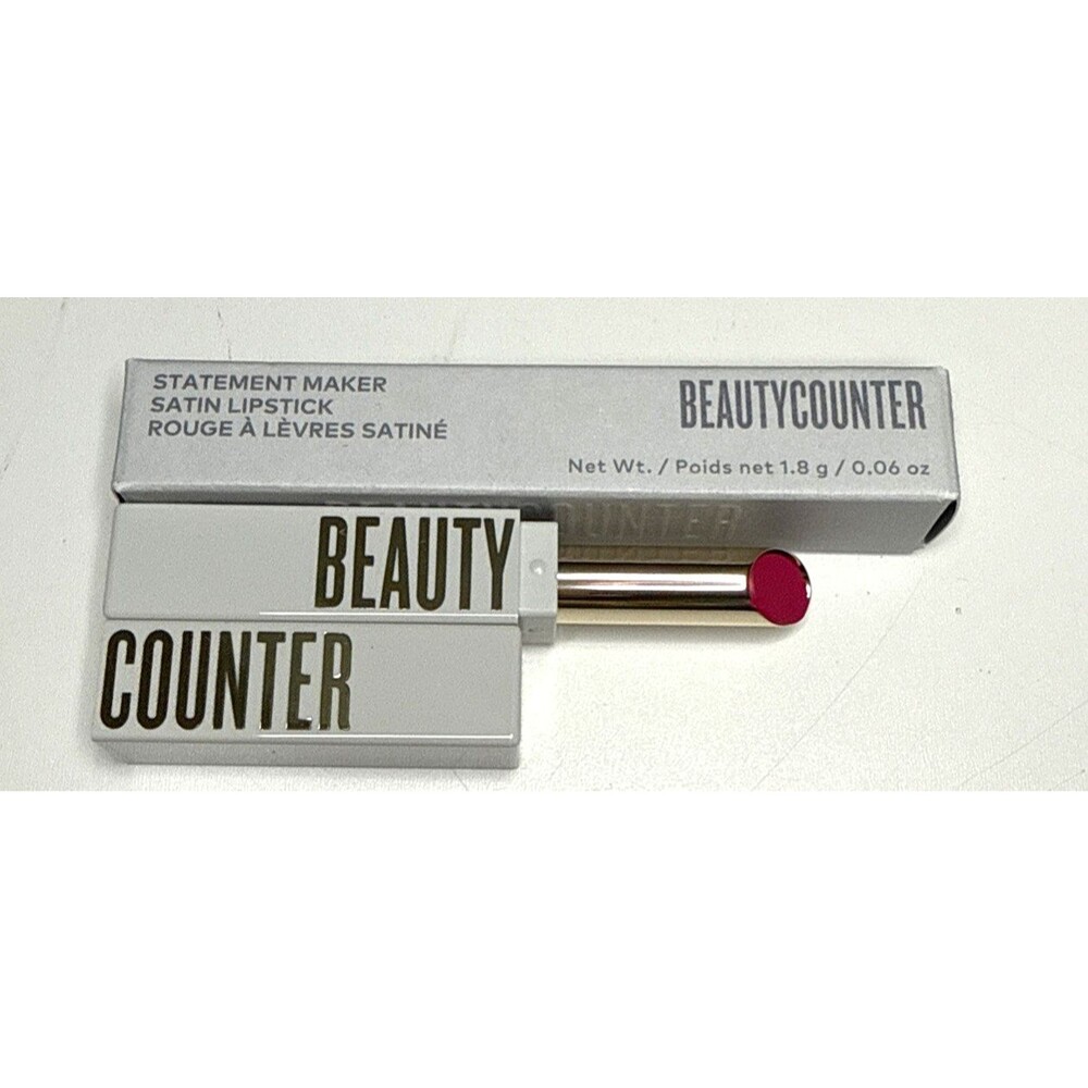 Beautycounter Statement Maker Satin Lipstick Electric Pink Full Size .06 oz NIB